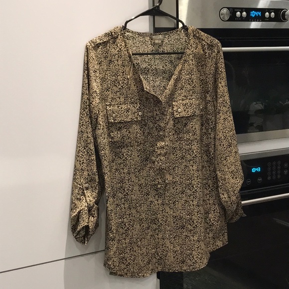 Collarless button down shirt by Inspyre Sz 12 - Picture 7 of 7